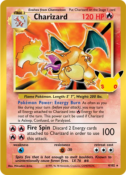 30th celebration classic charizard
