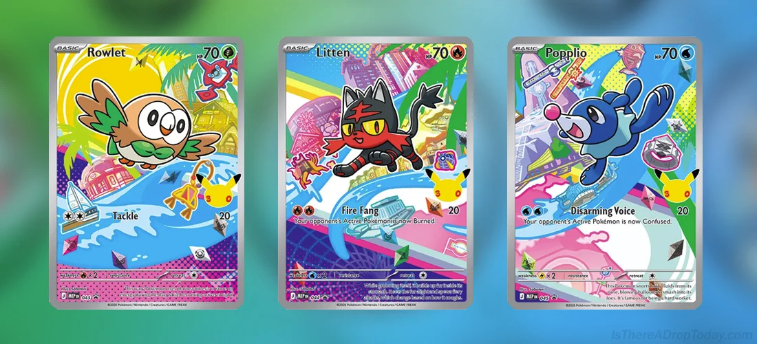 Series 1 First Partner Alola - Rowlet, Litten and Popplio (left to right)