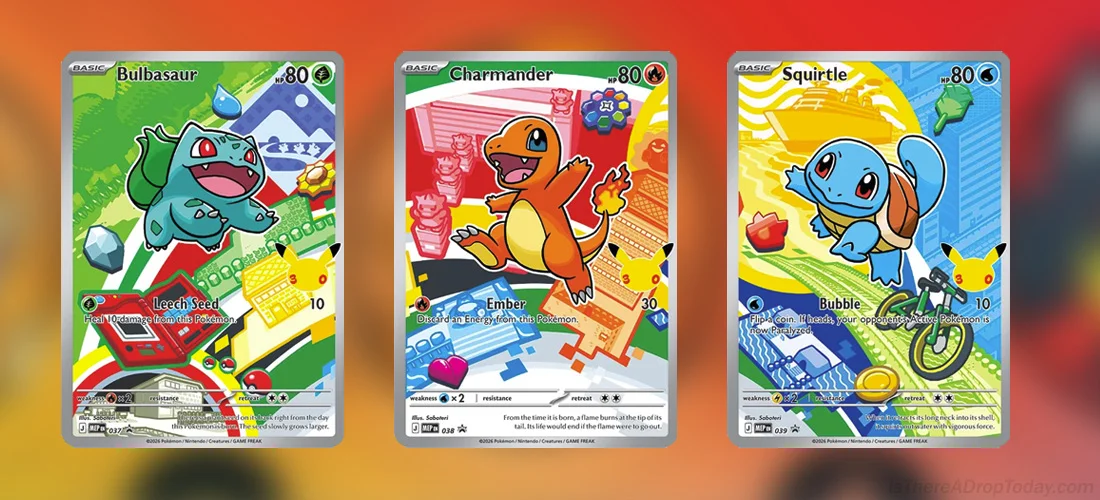 Series 1 First Partner Kanto - Bulbasaur, Charmander and Squirtle (left to right)